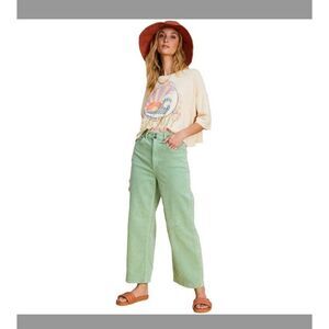 Billabong x The Salty Blonde High Waisted Corduroy Pants Mint Green Size 26
